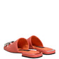 Dolce & Gabbana Orange DG Logo Leather Flats Sandals Shoes