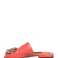 Dolce & Gabbana Orange DG Logo Leather Flats Sandals Shoes