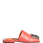 Dolce & Gabbana Orange DG Logo Leather Flats Sandals Shoes
