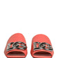 Dolce & Gabbana Orange DG Logo Leather Flats Sandals Shoes