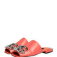 Dolce & Gabbana Orange DG Logo Leather Flats Sandals Shoes