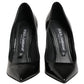 Dolce & Gabbana Black Calf Leather Stiletto Heels Pumps Shoes