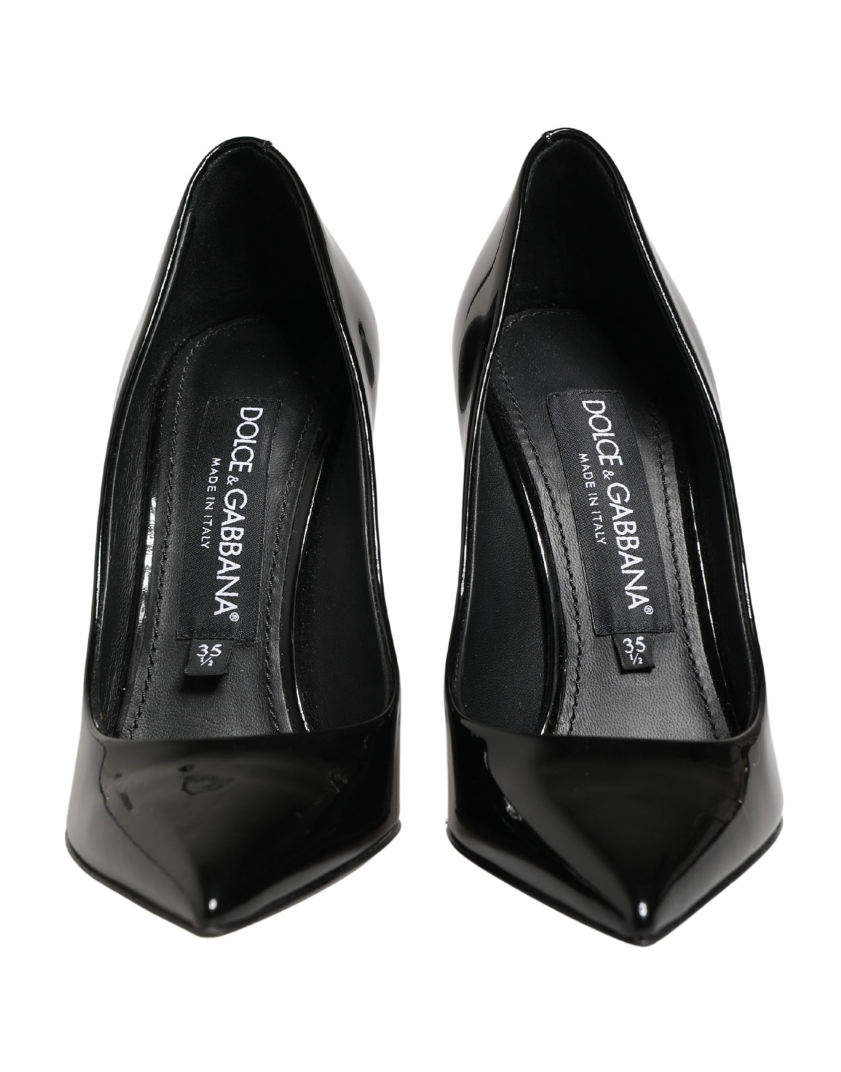 Dolce & Gabbana Black Calf Leather Stiletto Heels Pumps Shoes