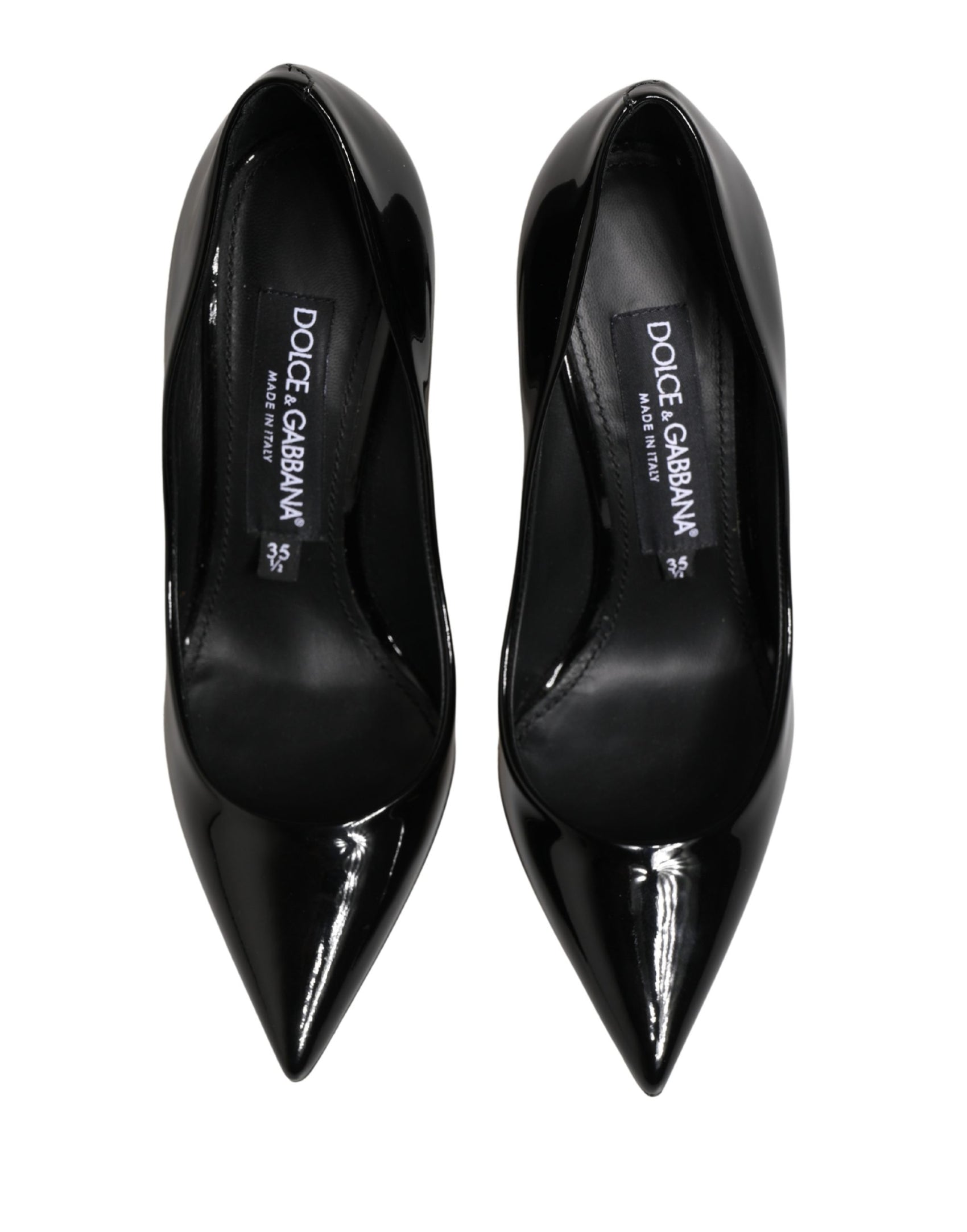 Dolce & Gabbana Black Calf Leather Stiletto Heels Pumps Shoes