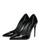 Dolce & Gabbana Black Calf Leather Stiletto Heels Pumps Shoes