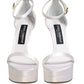 Dolce & Gabbana White Platform Ankle Strap Sandals Shoes