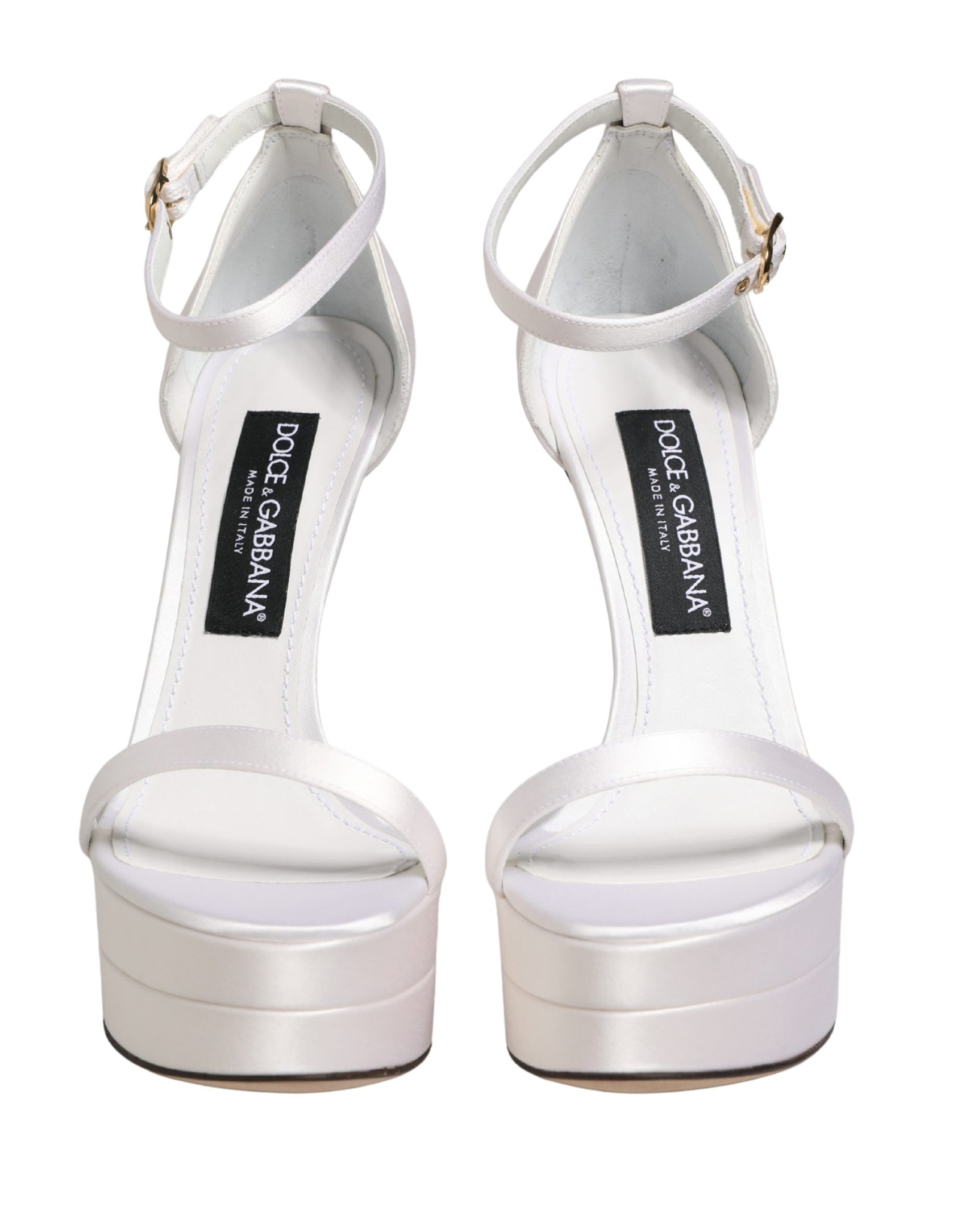 Dolce & Gabbana White Platform Ankle Strap Sandals Shoes