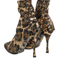 Dolce & Gabbana Gold Leopard Sequin Sock Ankle Boots Shoes