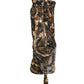 Dolce & Gabbana Gold Leopard Sequin Sock Ankle Boots Shoes