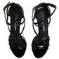 Dolce & Gabbana Black Leather Stiletto Heel Sandals Shoes