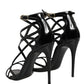 Dolce & Gabbana Black Leather Stiletto Heel Sandals Shoes