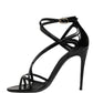 Dolce & Gabbana Black Leather Stiletto Heel Sandals Shoes
