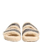 Dolce & Gabbana Beige Faux Fur Logo Print Flats Sandals Shoes
