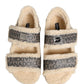 Dolce & Gabbana Beige Faux Fur Logo Print Flats Sandals Shoes