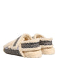 Dolce & Gabbana Beige Faux Fur Logo Print Flats Sandals Shoes