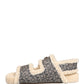 Dolce & Gabbana Beige Faux Fur Logo Print Flats Sandals Shoes