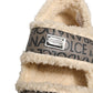 Dolce & Gabbana Beige Faux Fur Logo Print Flats Sandals Shoes