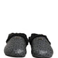 Dolce & Gabbana Gray Faux Fur Jacquard Mules Sandals Shoes