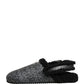 Dolce & Gabbana Gray Faux Fur Jacquard Mules Sandals Shoes