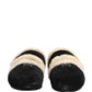 Dolce & Gabbana Beige Black Faux Fur Flats Men Sandals Shoes