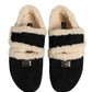 Dolce & Gabbana Beige Black Faux Fur Flats Men Sandals Shoes