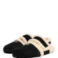 Dolce & Gabbana Beige Black Faux Fur Flats Men Sandals Shoes
