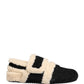 Dolce & Gabbana Beige Black Faux Fur Flats Men Sandals Shoes