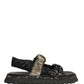 Dolce & Gabbana Black Ruching Detail Flats Men Sandals Shoes