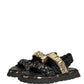 Dolce & Gabbana Black Ruching Detail Flats Men Sandals Shoes