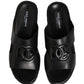 Dolce & Gabbana Black Leather Cutout DG Logo Sandals Shoes