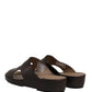 Dolce & Gabbana Brown Leather Cutout DG Logo Sandals Shoes