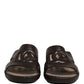 Dolce & Gabbana Brown Leather Cutout DG Logo Sandals Shoes