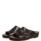 Dolce & Gabbana Brown Leather Cutout DG Logo Sandals Shoes