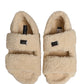 Dolce & Gabbana Beige Faux Fur Slides Men Flats Sandals Shoes