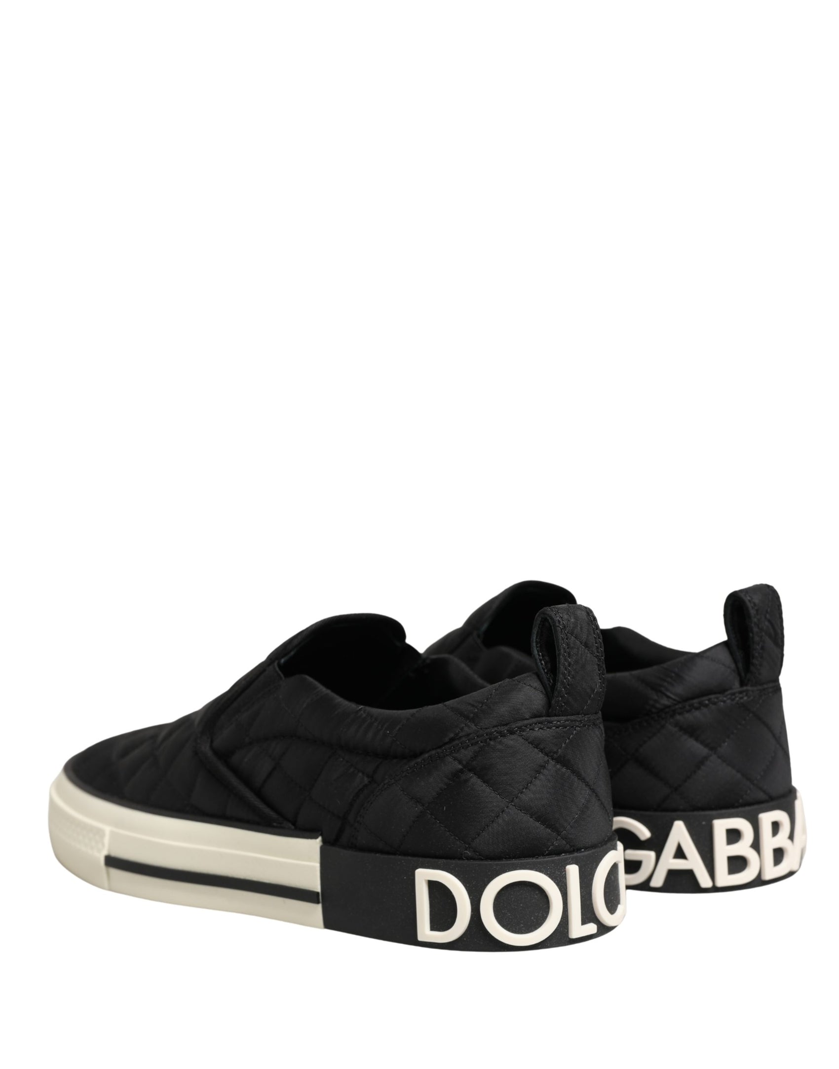 Dolce & Gabbana Black Quilted Slip On Low Top Sneakers Shoes