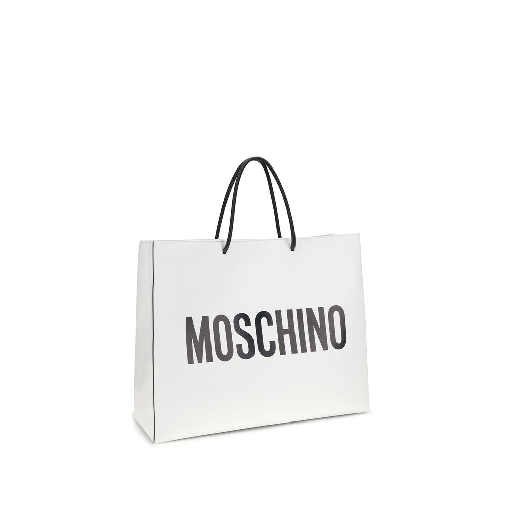 Moschino White Calf Leather Bos Taurus Handbag