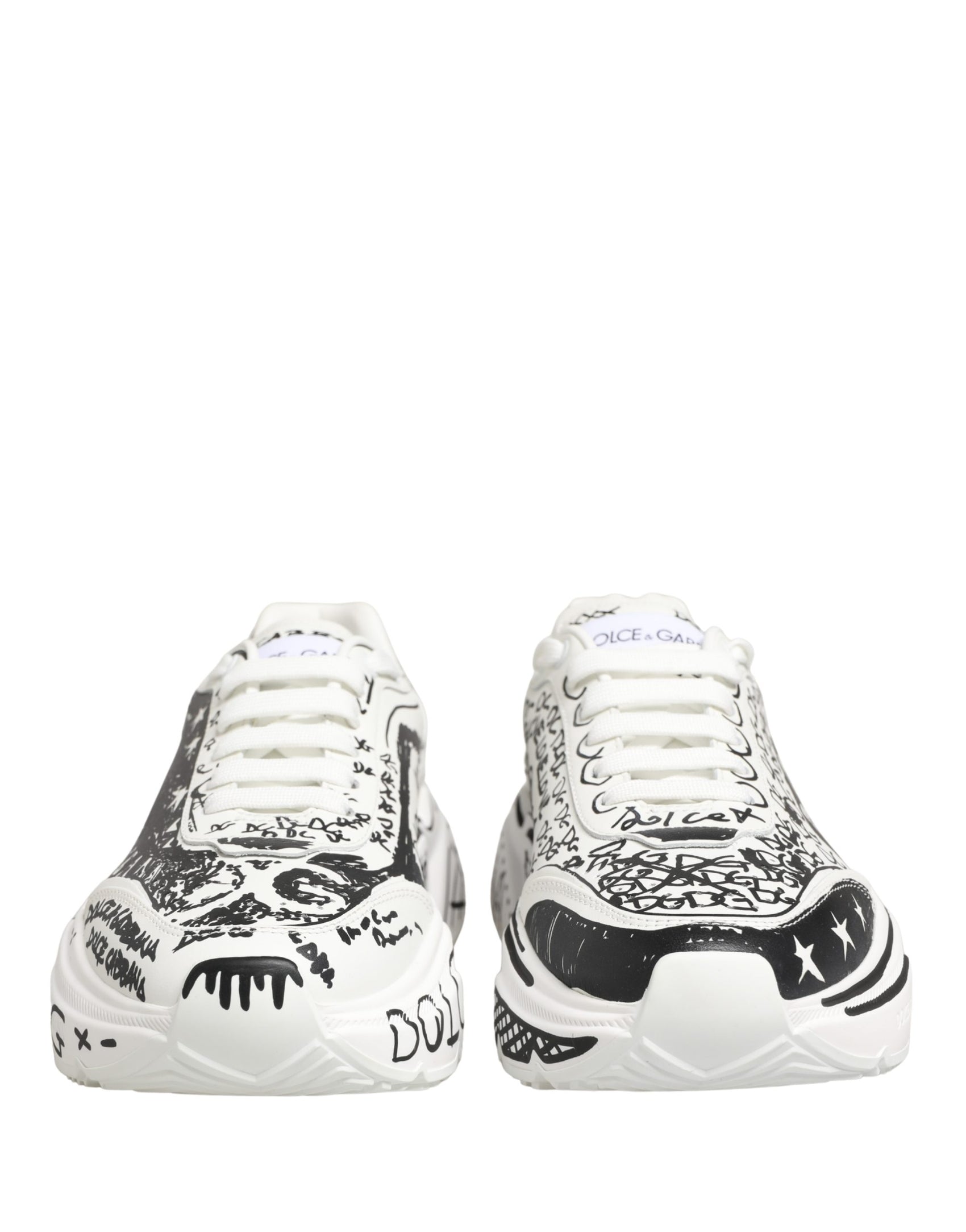 Dolce & Gabbana White Daymaster Graffiti Low Top Sneakers Shoes