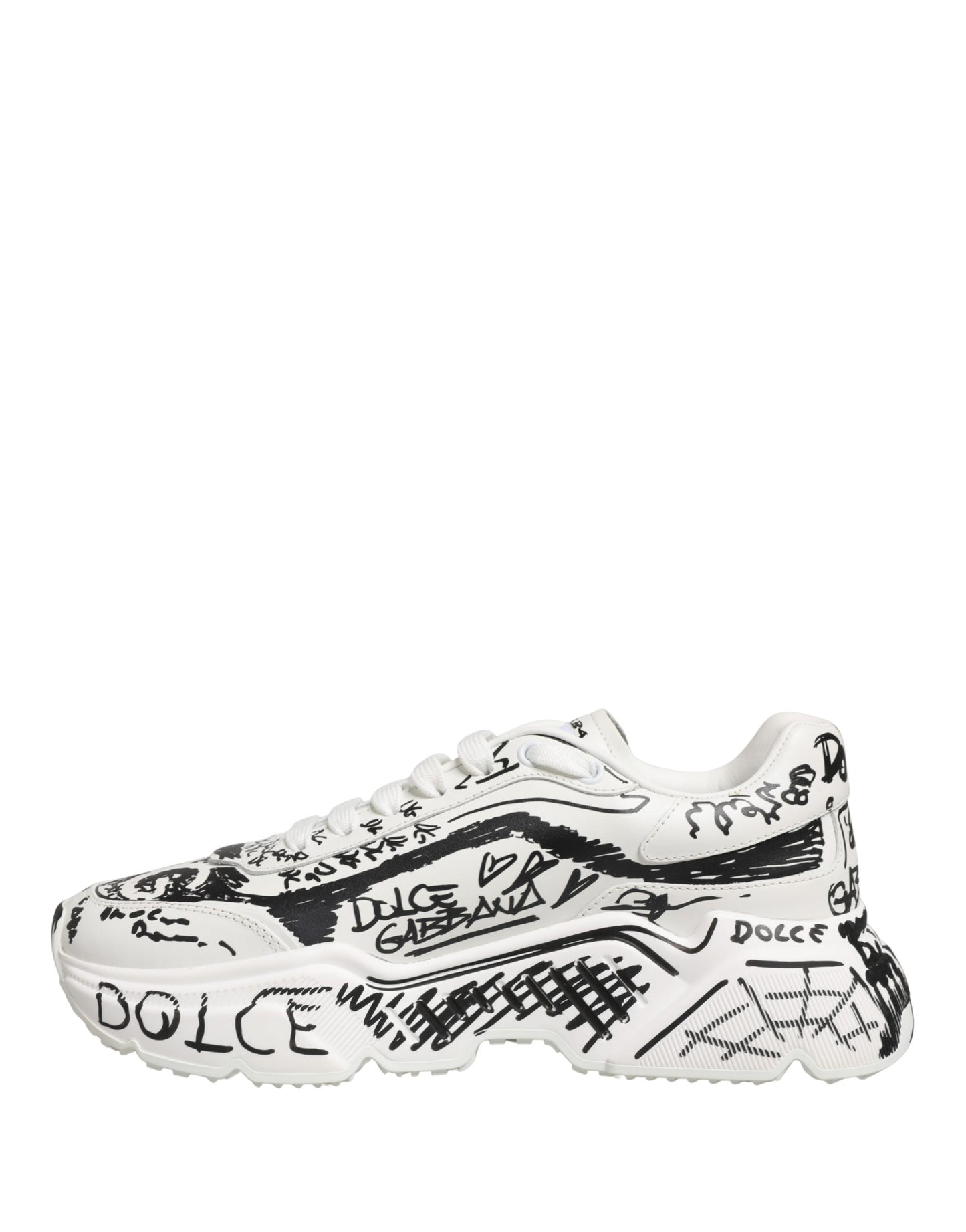 Dolce & Gabbana White Daymaster Graffiti Low Top Sneakers Shoes