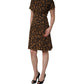 Dolce & Gabbana Brown Leopard Jacquard Knee Length Dress