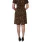 Dolce & Gabbana Brown Leopard Jacquard Knee Length Dress