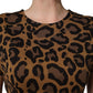 Dolce & Gabbana Brown Leopard Jacquard Knee Length Dress
