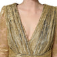 Dolce & Gabbana Gold Sheer Lace Crystal Embellished Dress