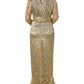 Dolce & Gabbana Gold Sheer Lace Crystal Embellished Dress