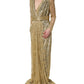 Dolce & Gabbana Gold Sheer Lace Crystal Embellished Dress