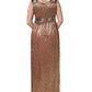 Dolce & Gabbana Brown Metallic Crystal Evening Gown Dress