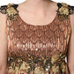Dolce & Gabbana Brown Metallic Crystal Evening Gown Dress