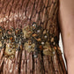 Dolce & Gabbana Brown Metallic Crystal Evening Gown Dress