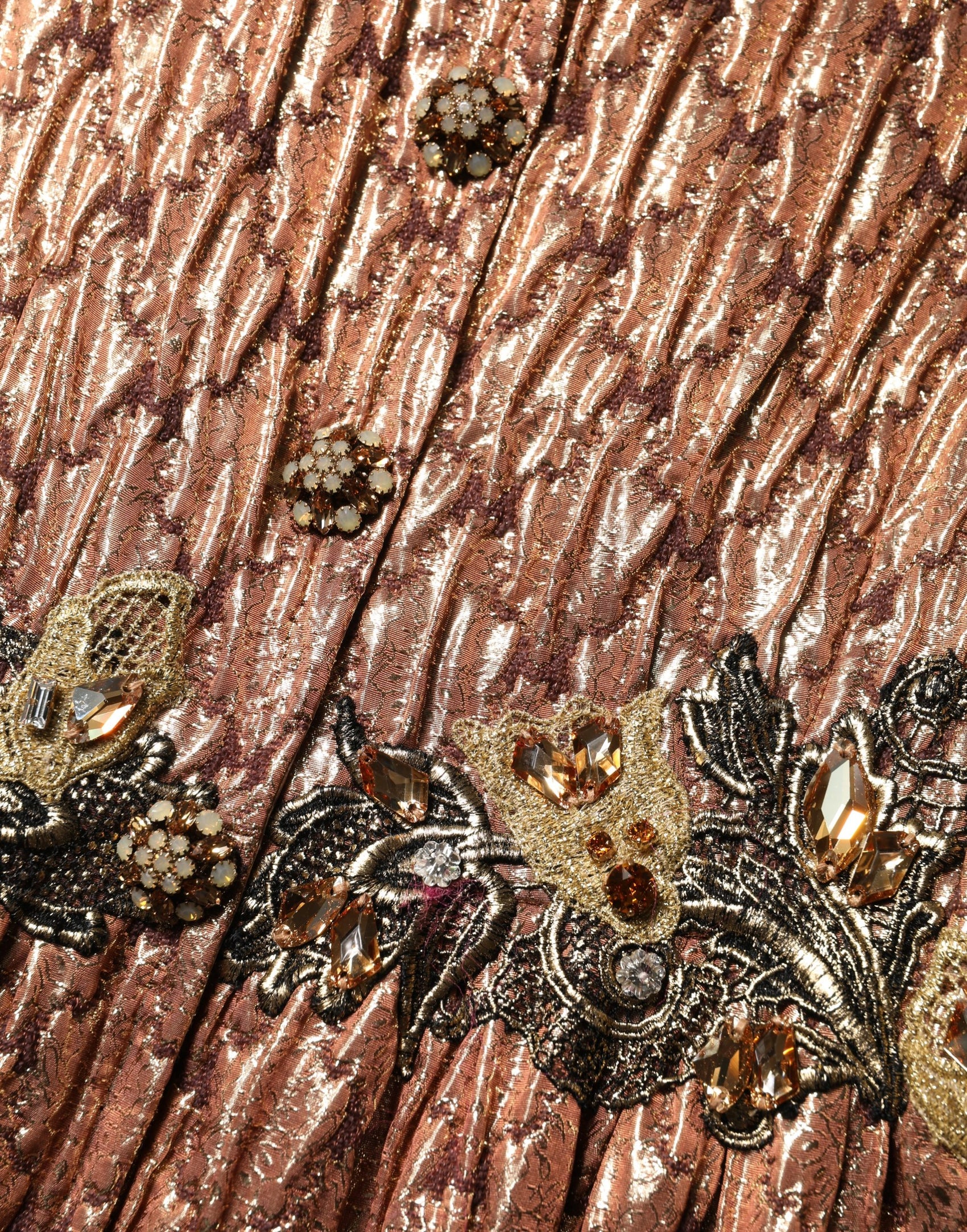Dolce & Gabbana Brown Metallic Crystal Evening Gown Dress