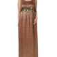 Dolce & Gabbana Brown Metallic Crystal Evening Gown Dress
