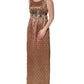 Dolce & Gabbana Brown Metallic Crystal Evening Gown Dress